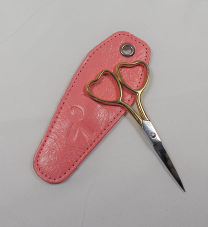 Gold Heart Scissors with Pink Sheath