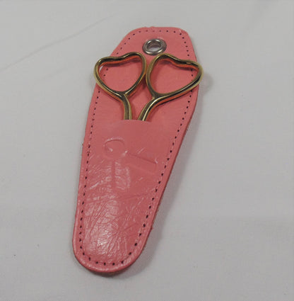 Gold Heart Scissors with Pink Sheath