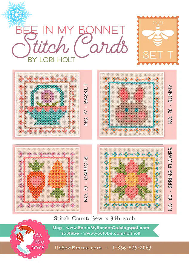 Bee in my Bonnet Stitch Cards - Set T
