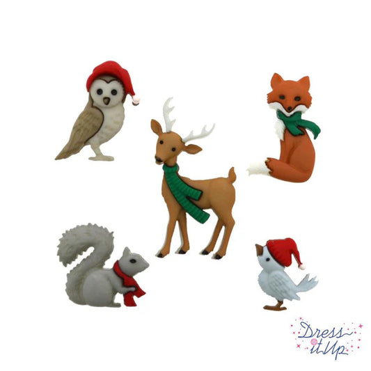 Woodland Holiday button collection