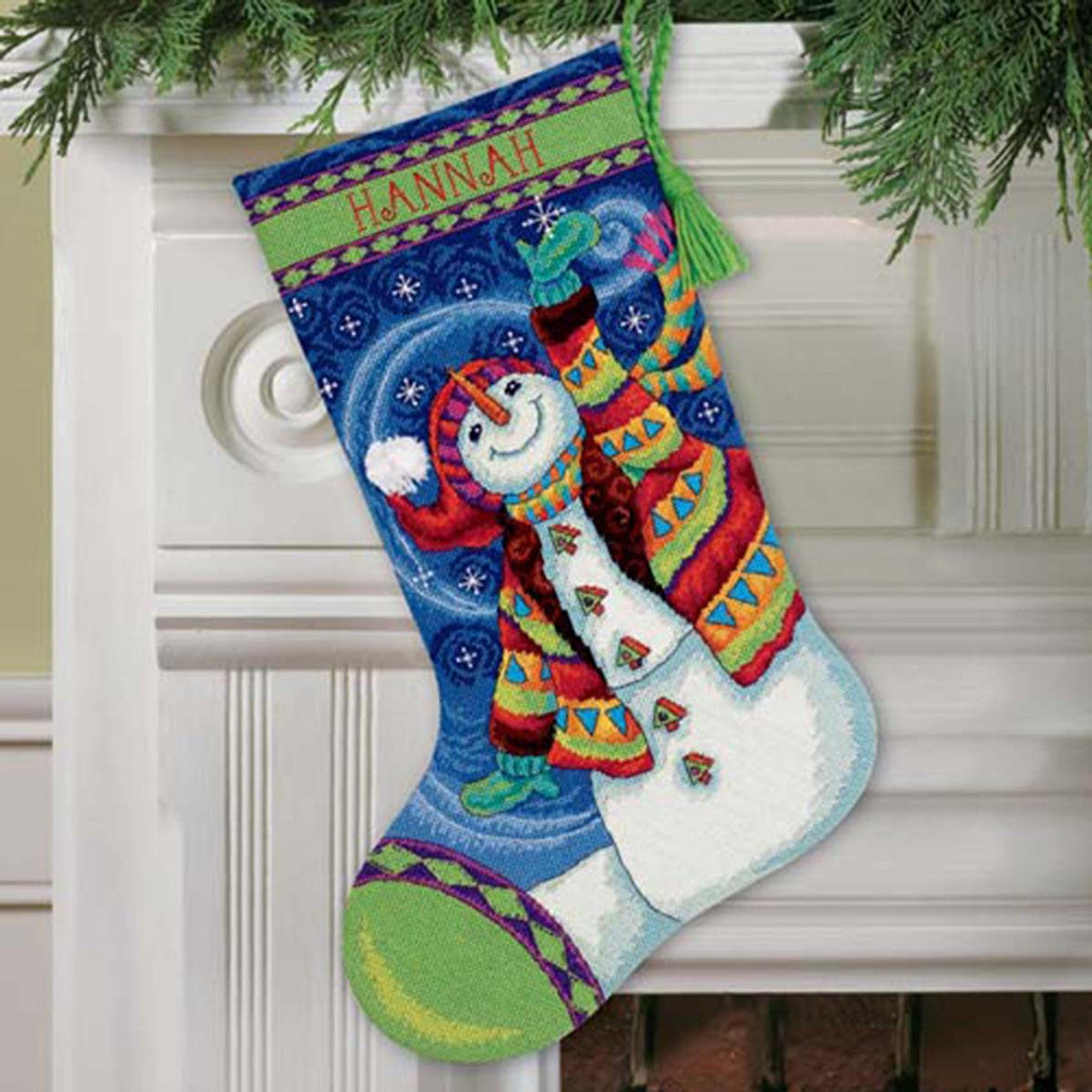 Happy Snowman Stocking needlepoint kit