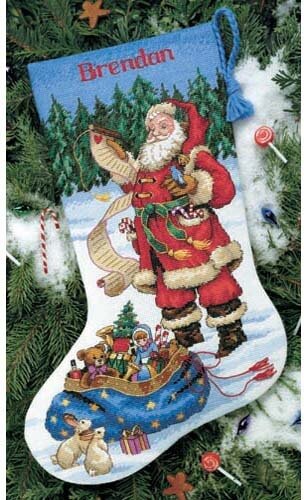 Checking His List Stocking counted cross stitch kit