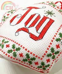 Christmas Joy Biscornu counted cross stitch chart