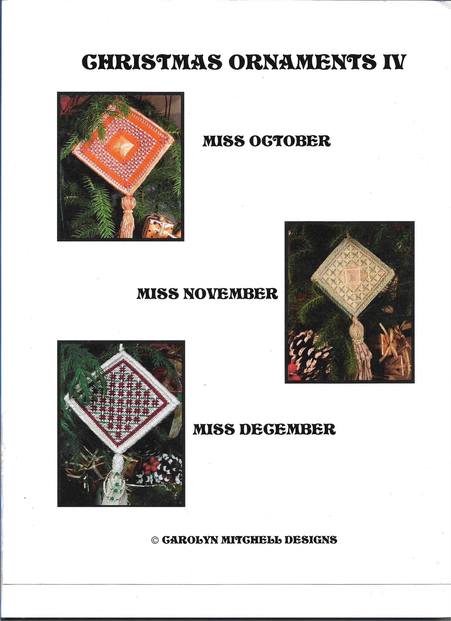 Christmas Ornaments 4: October, November, December canvaswork pattern