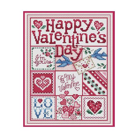 Happy Valentine's Day counted cross stitch chart
