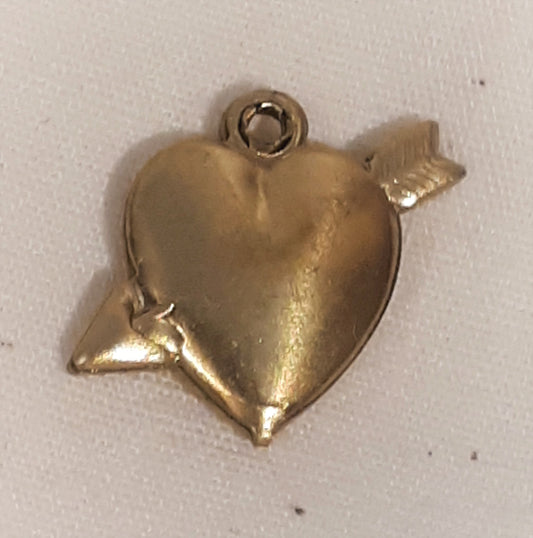 Brass Charm - Heart with Arrow