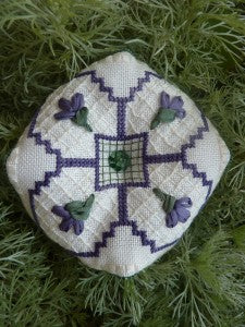 Garden Trellis Biscornu ribbon embroidery pattern