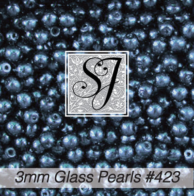 SJ BEAD - GLASS PEARL 3MM 423 LAPIS BLUE