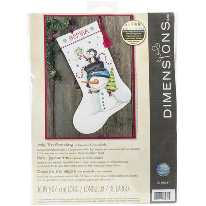 Jolly Trio counted cross stitch stocking kit