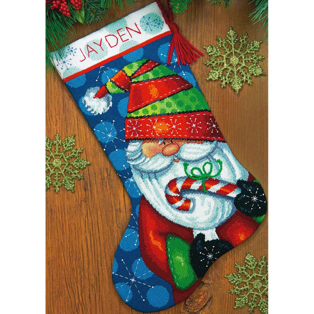 Sweet Santa counted cross stitch stocking kit
