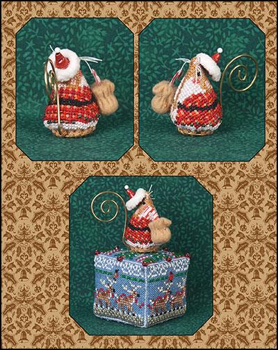 Gingerbread Santa Mouse cross stitch chart