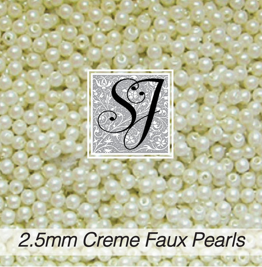 Crème 2.5mm Faux Pearls - SJ Designs