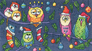 Christmas Owls counted cross stitch chart