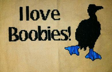 I Love Boobies! counted cross stitch chart