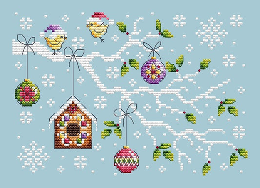 Christmas Branch counted cross stitch pattern