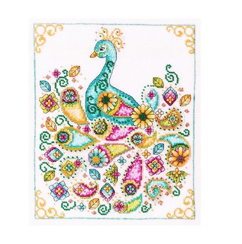 Paisley Peacock counted cross stitch chart