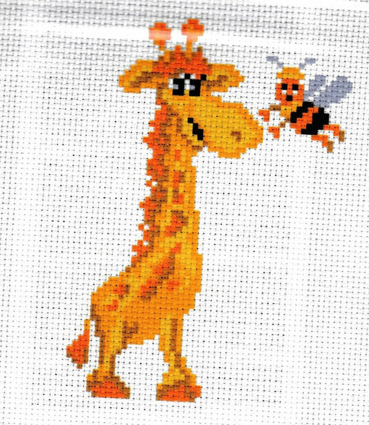 Giraffe coloured stamped cross stitch design