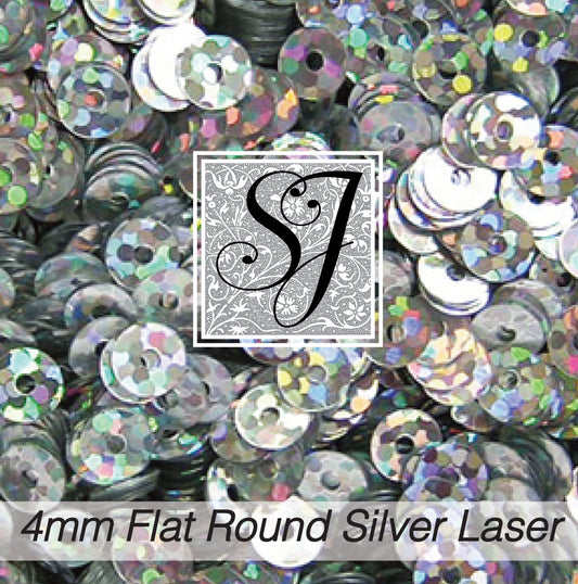 Sequins - 4mm Round Flat Laser - Silver