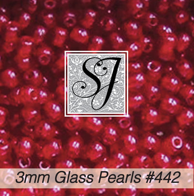 442 Cherry Red 3mm Glass Pearls