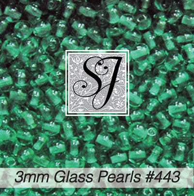 443 Pine Green 3mm Glass Pearls