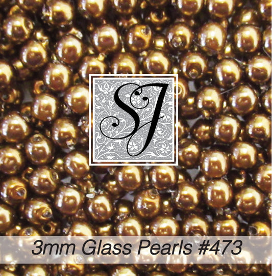 473 Dark Gold Lustre - 3mm Glass Pearls