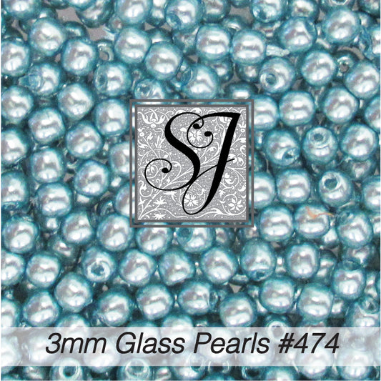 SJ BEAD - GLASS PEARL 3MM 474 SEA BLUE