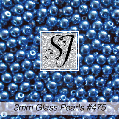 475 Cerulean 3mm Glass Pearls