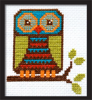 Cute Mod Owl counted cross stitch chart