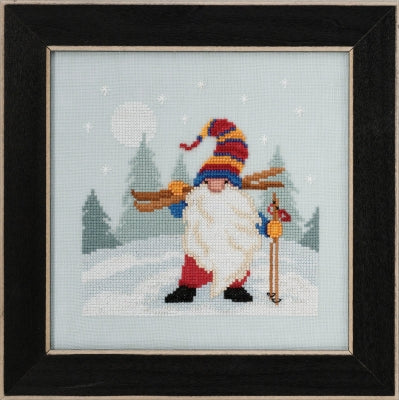 Skiing Gnome counted cross stitch kit