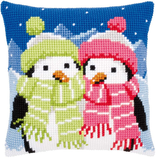 Penguins with Scarf canvas cross stitch kit