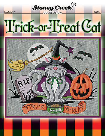 Trick or Treat Cat counted cross stitch chart