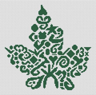 Tribal Maple Leaf cross stitch chart