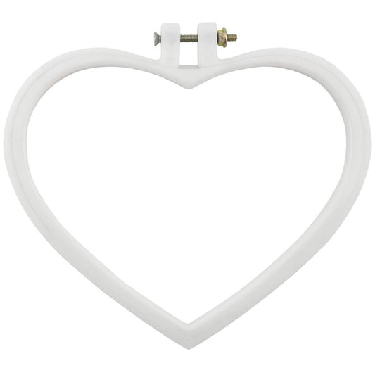 White Heart-shaped Plastic Hoop - 6" x 7"