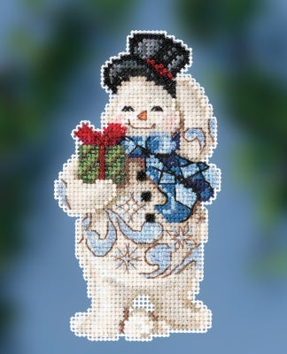 Gift Giving Snowman counted cross stitch kit