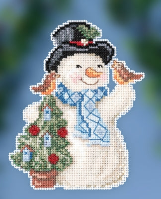 Feathered Friends Snowman counted cross stitch kit
