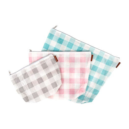 Set of 3 Gingham Mesh Project Bags