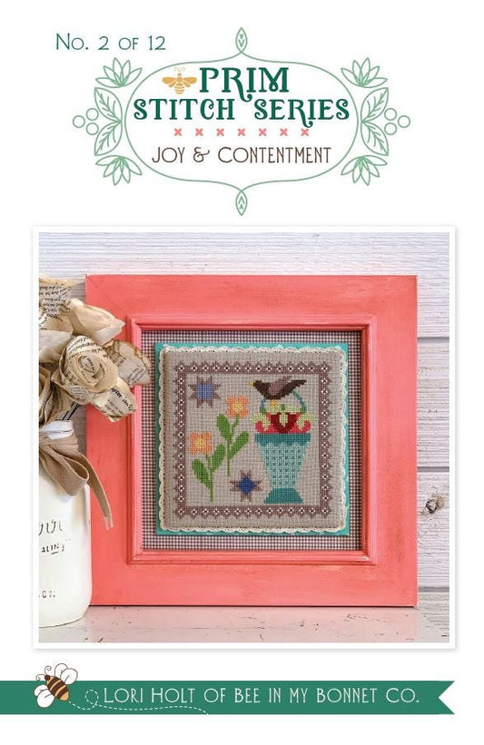 Prim Stitch Series #2 - Joy & Contentment counted cross stitch chart