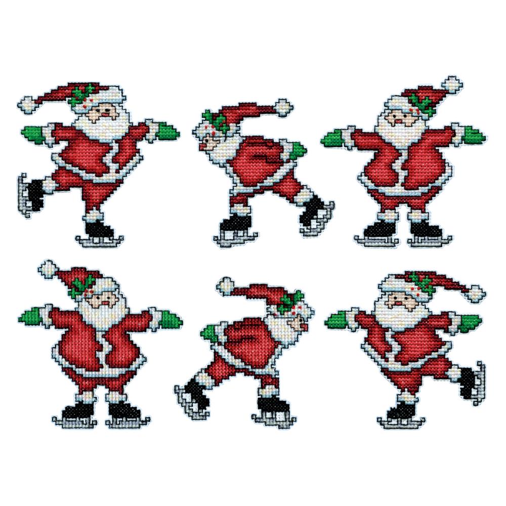 Skating Santas counted cross stitch kit