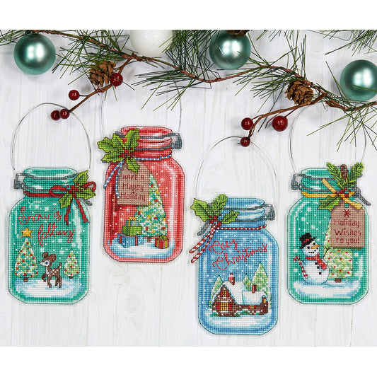 Vintage Jar Ornaments counted cross stitch kit
