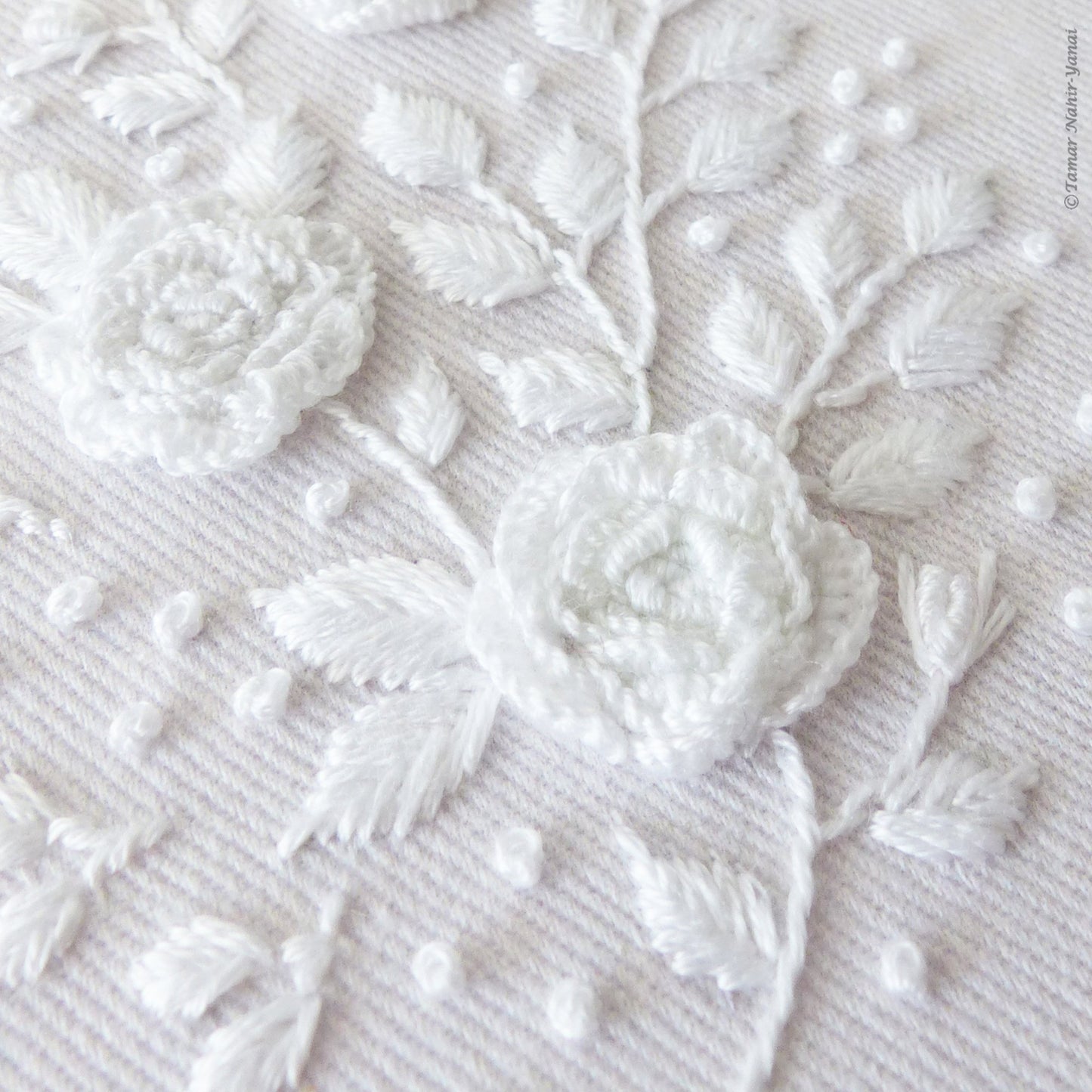 White Roses embroidery kit