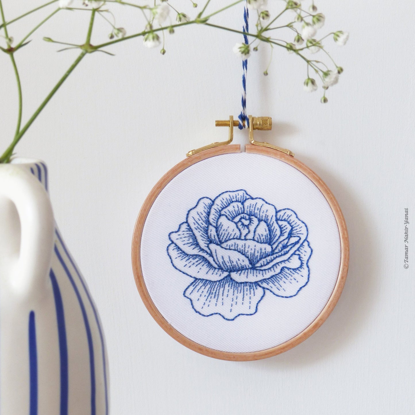 Blue Rose embroidery kit