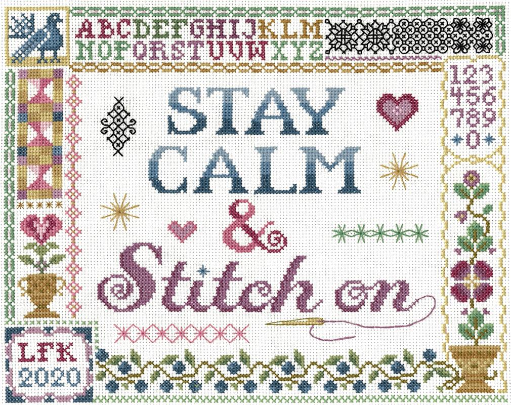 Stay Calm & Stitch On counted cross stitch chart