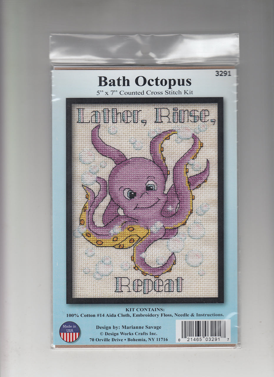 Bath Octopus counted cross stitch kit