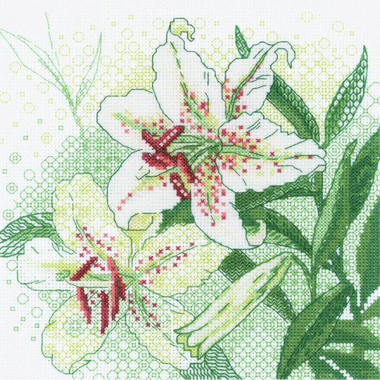 White Lilies counted cross stitch kit