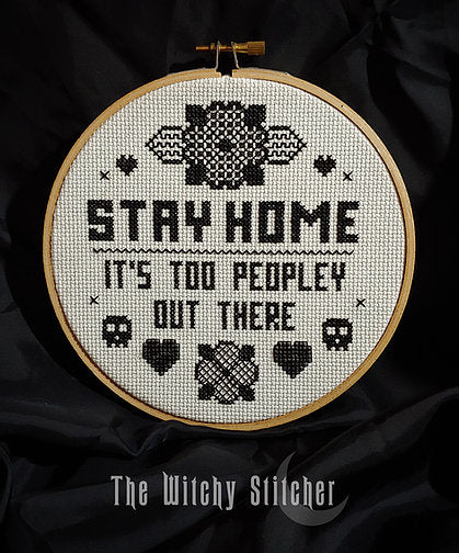 Stay Home counted cross stitch chart