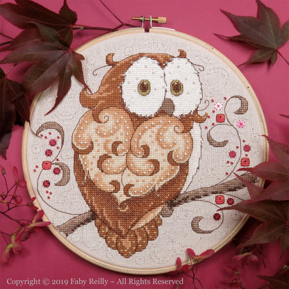 Sparkly Owl Hoop counted cross stitch pattern