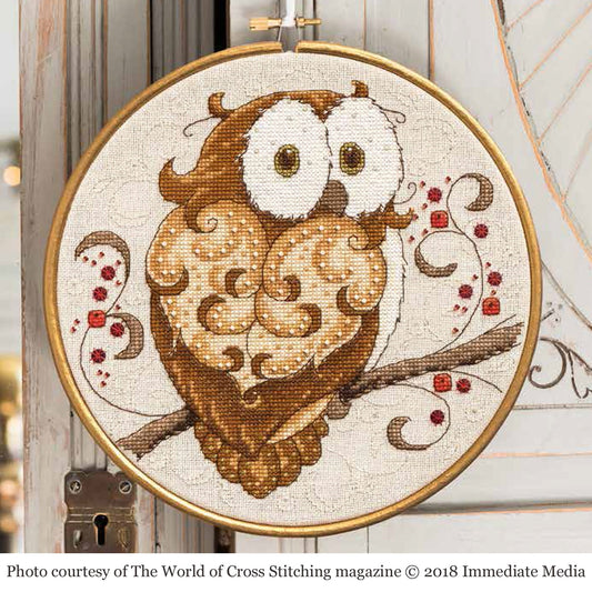 Sparkly Owl Hoop counted cross stitch pattern