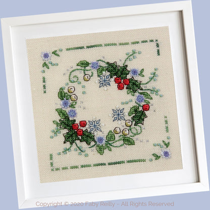 Winter Wreath counted cross stitch & specialty stitch pattern