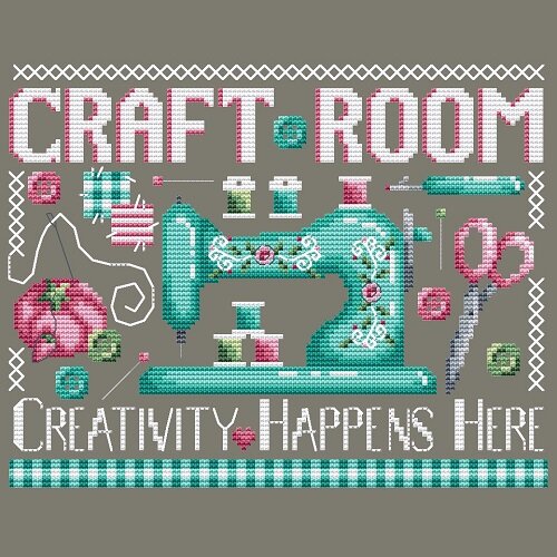 Craft Room counted cross stitch chart – The Stitcher's Muse Needleart