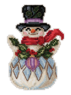 Snowman with Holly counted cross stitch kit